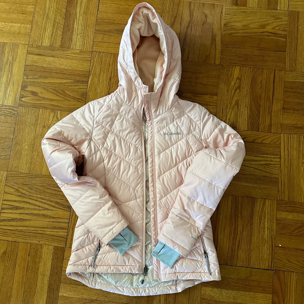 Columbia women XS (potentially child large) Women’s heavenly long hooded jacket